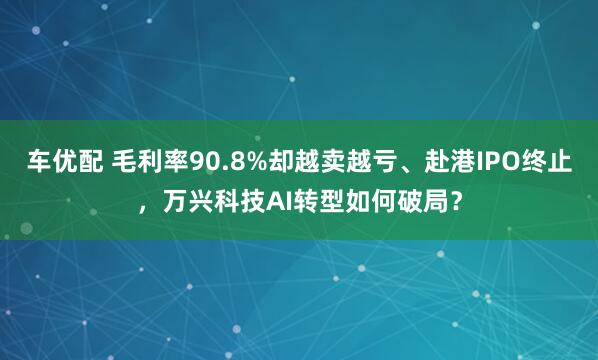 车优配 毛利率90.8%却越卖越亏、赴港IPO终止，万兴科技AI转型如何破局？