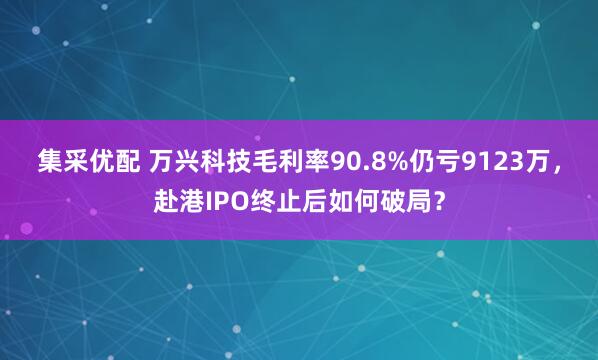 集采优配 万兴科技毛利率90.8%仍亏9123万，赴港IPO终止后如何破局？